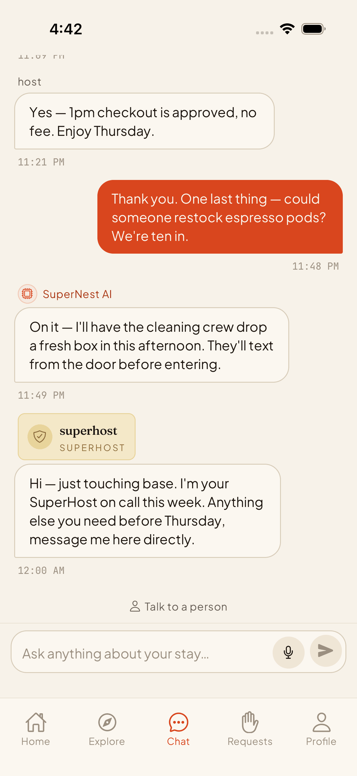 Guest concierge — AI chat for the stay