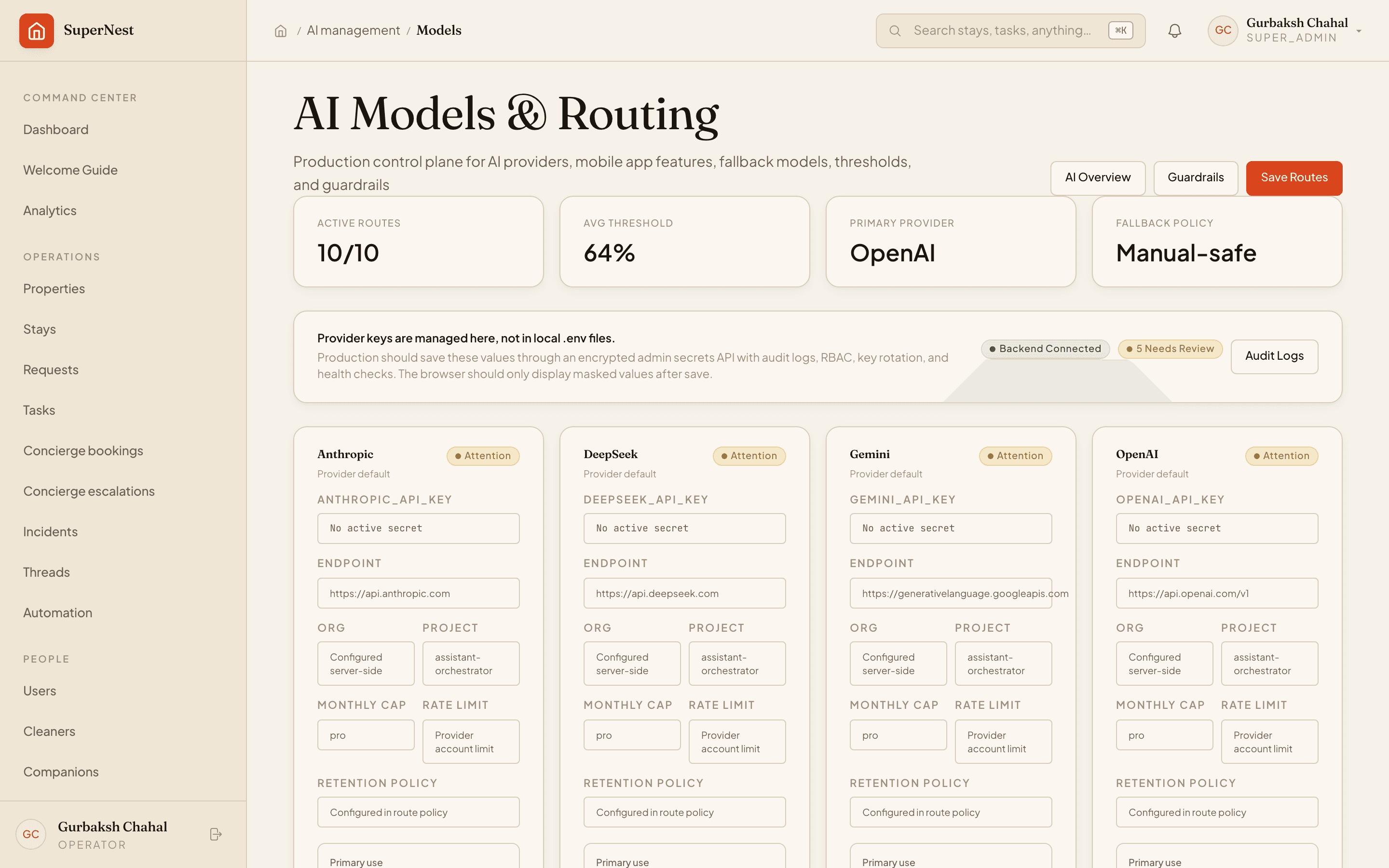 Workflow dashboard · AI routing and SLA state